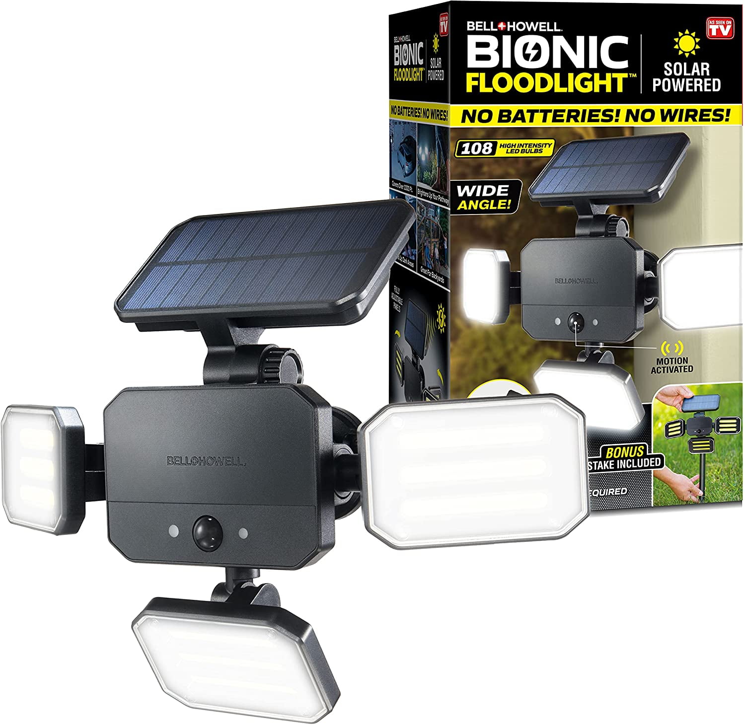 Bell and Howell Bionic Floodlight, Outdoor Solar Lights with Motion Sensor