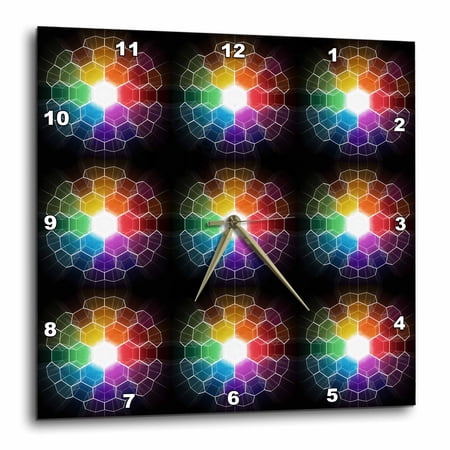 3drose, Honeycomb Spectrum Shows Stylized Burst of Light Through Prism into Honeycomb, 10x10 Wall Clock