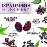Elderberry Immune Support Gummies - 3X Strength Black Elderberry Gummy with Vitamin C, D3 and Zinc for Kids & Adults - Immune Health Support Supplement Gummy, Black Elder Berry Vitamins - 120 Gummies