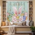thumbnail image 2 of Easter Kitchen Curtains 63 Inch Length, Spring Rabbit Ear Eggs Floral Green Wooden Grain Tiers Curtains for Living Room Berdoom Bathroom, Light Filtering Drapes Window Treatment 2 Panels 42"Wx63"L, 2 of 8