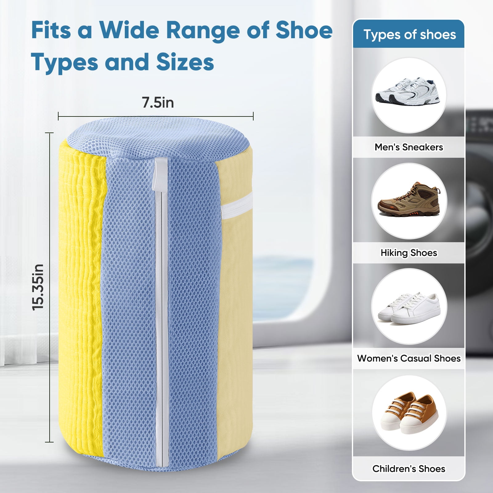 Avoalre Shoe Washing Bag for Washing Machine, Deep Cleaning Laundry Shoe Bag with Shoe Tree, Durable & Reusable for Various Shoes