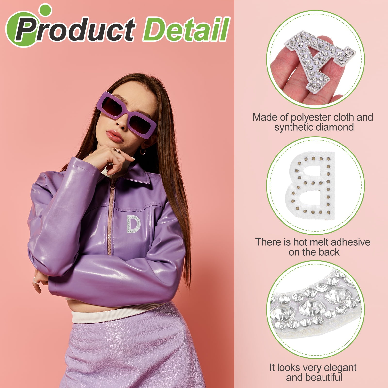 Uxcell 26pcs Letter Iron on Patch Decorative A-Z, Transparent White Glitter Pearl Alphabet Applique Rhinestone English Letter for DIY Clothing Repair Hat Bag