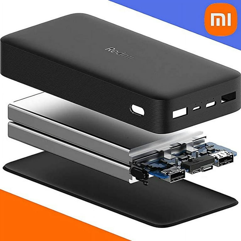 Xiaomi Mi 20000mAh Redmi Power Bank: 2 USB-A Port Rapid Charge Two Devices  Simultaniously, Dual Micro-USB/USB-C Input Port, Portable Charger for