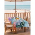 thumbnail image 2 of Outdoor Tablecloth with Umbrella Hole for Patio/Picnic/Party/Camping, Ocean Coral Waterproof Table Cloth Rectangle Table Cover Washable, Summer Coastal Seaweed Starfish Wood Ombre Blue (52"x 70"), 2 of 8