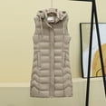 thumbnail image 3 of dazeni Women's Long Puffer Vest Zip Up Warm Hooded Vest Sleeveless Jackets Coats with Pockets Fashion Outerwear Slim Fit Vest, 3 of 3