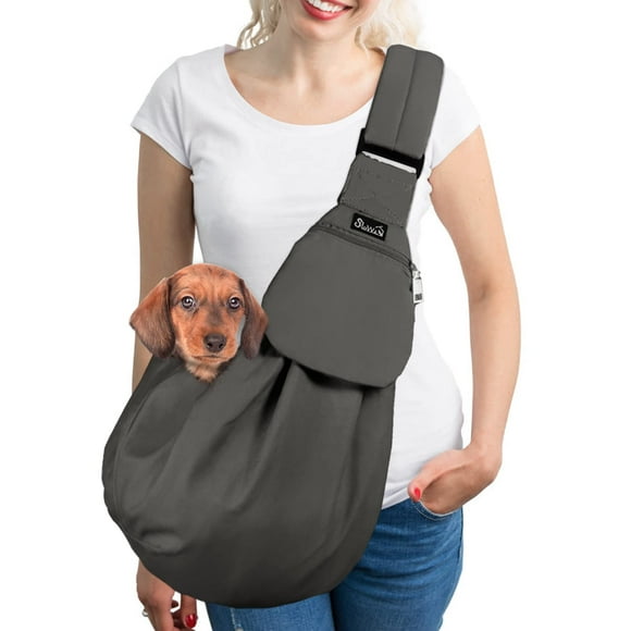 SlowTon Dog Carrier Sling - Thick Padded Adjustable Shoulder Strap Dog Carriers for Small Dogs, Puppy Carrier Purse for Pet Cat with Front Zipper Pocket Safety Belt Machine Washab