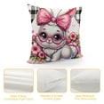 thumbnail image 4 of PHYHOO Short Plush Pillow Covers Easter Bunny Rabbit Nursery Square Pillow Case for Bedroom, Sofa, Car Decoration,Various sizes available, 4 of 5