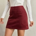 thumbnail image 6 of Sevevn Women's High Waist Faux Suede Bodycon A-Line Short Mini Skirt Wine S, 6 of 8