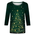 thumbnail image 3 of Oplxuo Womens 3/4 Length Sleeve Tops Funny Christmas Graphic 2025 Crew Neck Holiday Tops Pullover, 3 of 3
