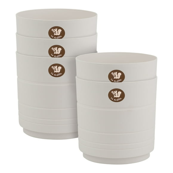 Set 5 Macetas Amalfi Redondas D15.3cm Con Rejilla Interna (Blanco cantera)