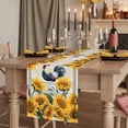 thumbnail image 3 of Bathing Roosters Cotton Linen Table Runner for Dining Kitchen, Farmhouse Sunflower Vintage Burlap Wedding Outdoor Party Tablerunners Decoration, Dresser Scarf Coffee Tablecloth Runners 13x70 Inches, 3 of 9