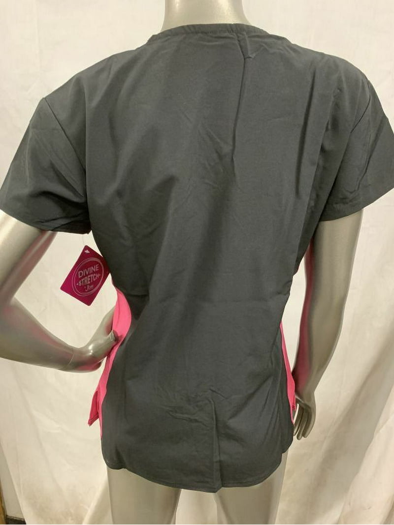 DIVINE STRETCH BY JDM WOMEN'S SCRUB TOP BLACK/PINK XS - Walmart.com