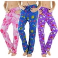 thumbnail image 5 of ToBeInStyle Women's Pack of 3 Assorted Print Fleece Lined Pajama Bottoms - Cheerful Funky Love - X-Large, 5 of 6