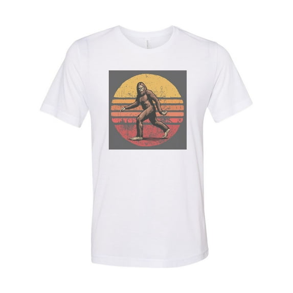 "Bigfoot Shirt, Sasquatch Shirt, Bigfoot Sunset, Sasquatch Apparel, Unisex Fit, Bigfoot Lover, Gift For Him, Yeti Shirt, Sublimated Design, White, LARGE"