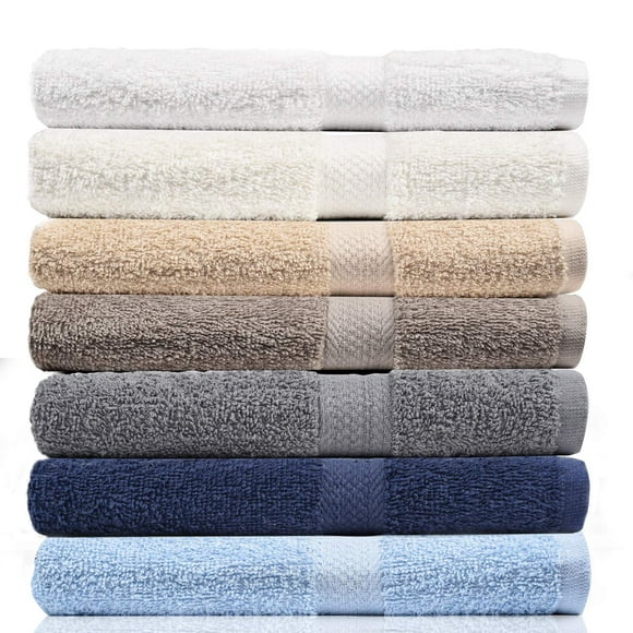 CrystalTowels 7-Pack Bath Towels - Extra-Absorbent - 100% Cotton - 27" x 52" Multi Color Neutrals