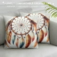 thumbnail image 3 of Sheronv Feathers Beads Dreamcatcher Graphic Decorative Cushion Cover for Home Couch Sofa Living Room - Zipper Closure Pillow Case 1pc 12x12in, 3 of 5