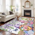 thumbnail image 2 of Blue Purple Gnomes Area Rugs 5'x7', Washable Small Throw Rugs for Laundry Room Playroom, Spring Country Hydrangea Flower Leaf Indoor Outdoor Rug Non-Slip Low Pile Carpet Runner Reversible Floor Mats, 2 of 8