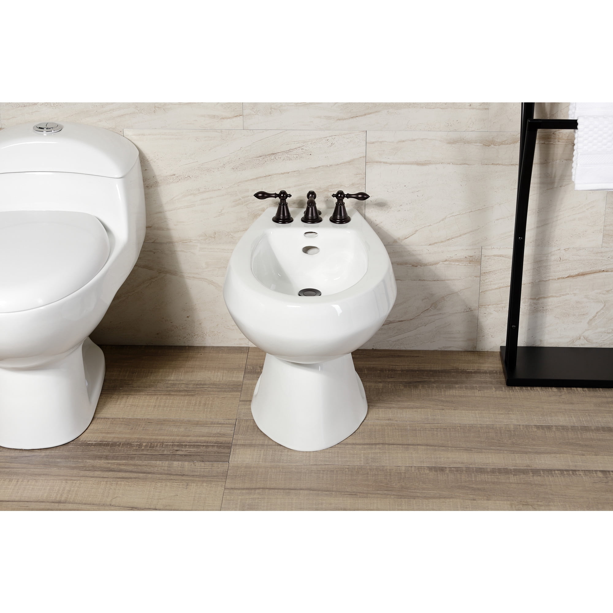 Kingston Brass KB325AL Victorian Three-Handle Bidet Faucet with Brass Pop-Up, Oil Rubbed Bronze