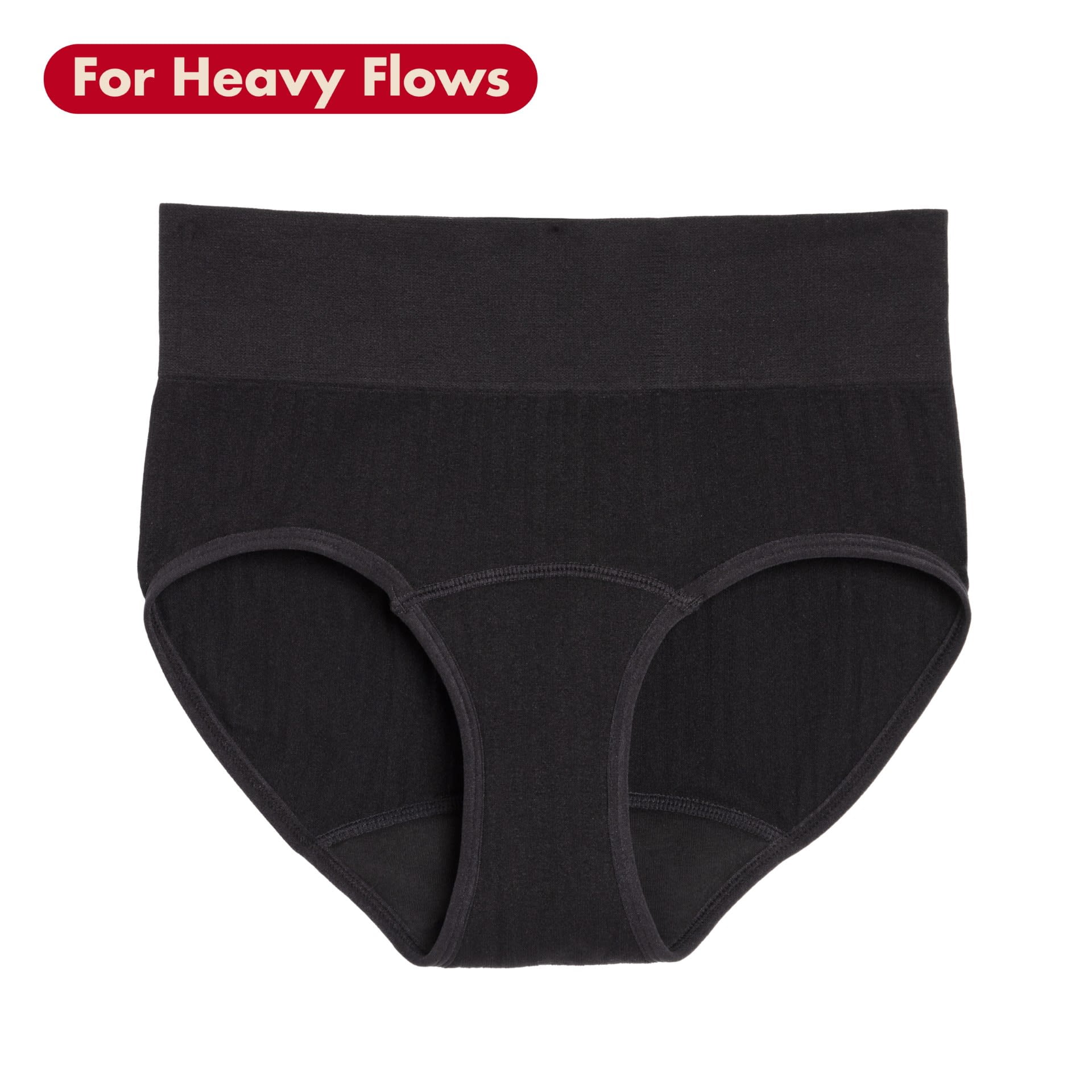 The Period Company. Sporty Stretch High Waisted, Period Underwear for Heavy Flows, Black