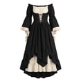 thumbnail image 2 of Anmrize Women Medieval Victorian Gown, Off Shoulder Renaissance Dress, Layered Hem Cosplay Costume, Full Length Halloween Dress, Womens's Medieval Renaissance Costume Cosplay Over Dress, Black L, 2 of 6