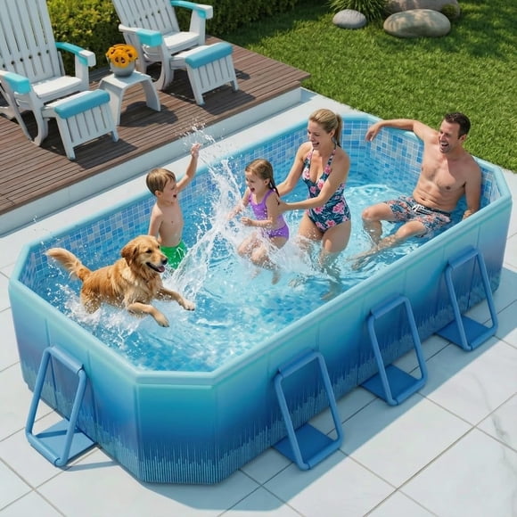 Piscina plegable LOMOTIVE de 257 cm con estructura metálica no inflable