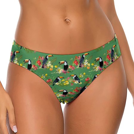 

Tropical Fruits Flowers and Toucan Women s Thongs Sexy T Back G-Strings Panties Underwear Panty