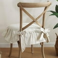 thumbnail image 2 of LKJYER French Cotton Simple Seat Cushion,Fabric Not-Slip Soft Chair Pad,Ruffled Skirt Seat Cover with Ties and Cotton Filled for Wooden Dinner Chair Beige 43x45cm, 2 of 8
