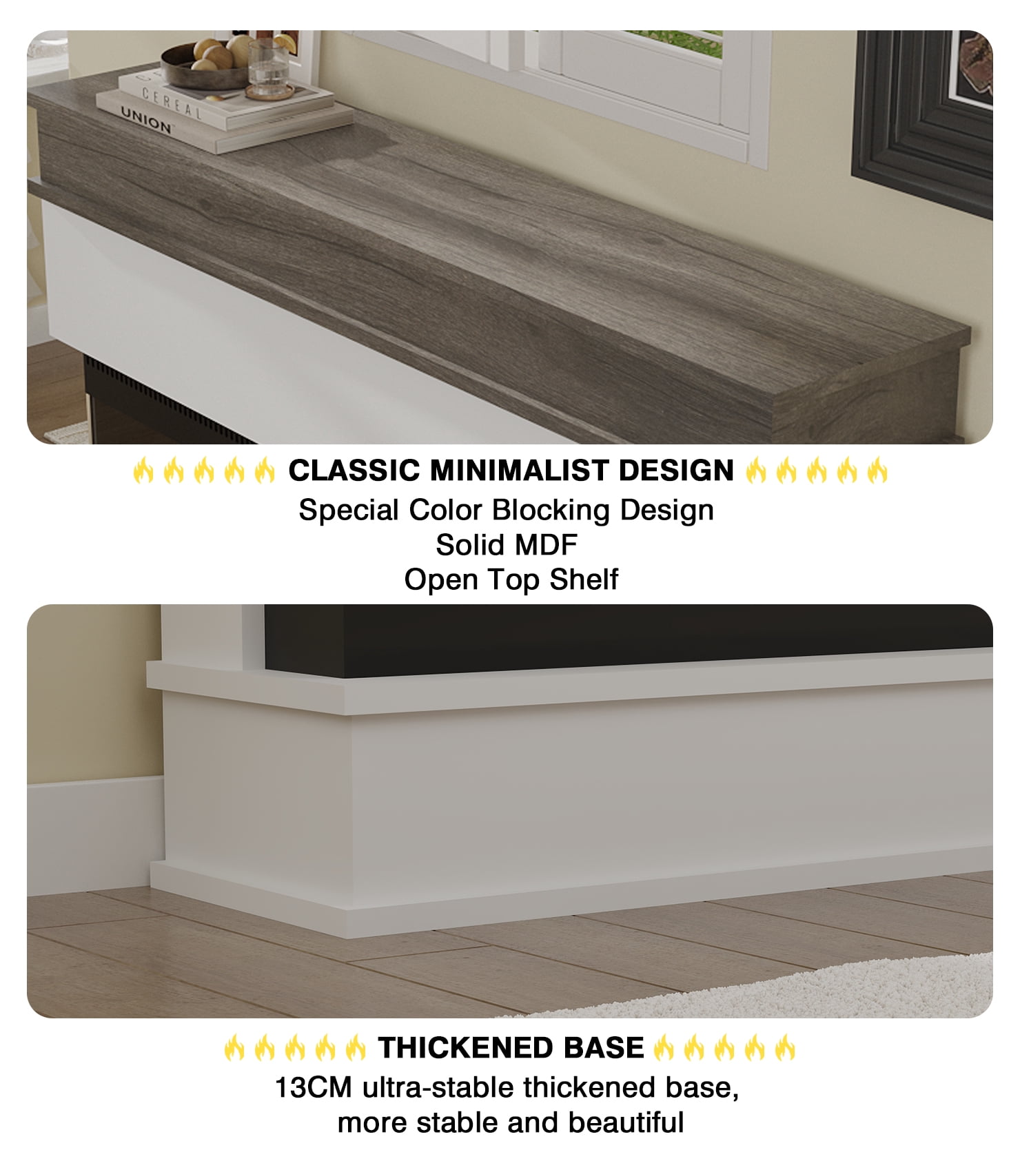 40" 3D Electric Fireplace with Mantel: Realistic Flame, Heating & Decor