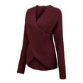 thumbnail image 4 of Top de otoño invierno Gibobby para Mujer camiseta de Manga larga con cuello en V suéter elegante Sexy rojo L, 4 of 4