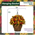 thumbnail image 2 of Sympathy Silks Artificial Cemetery Flowers - Hanging Basket with Sunset Orange Mums, 2 of 5