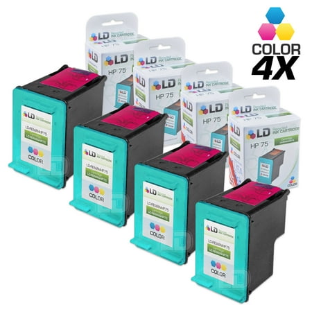 LD Products Remanufactured Replacement Cartridge for CB337WN (HP 75) Tri-Color (4 Pack)