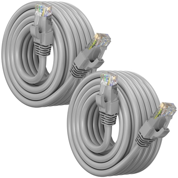 Maximm Cat6 Ethernet Cable 2-Pack 25 ft – CCA LAN Network Patch Cords, RJ45, Gray