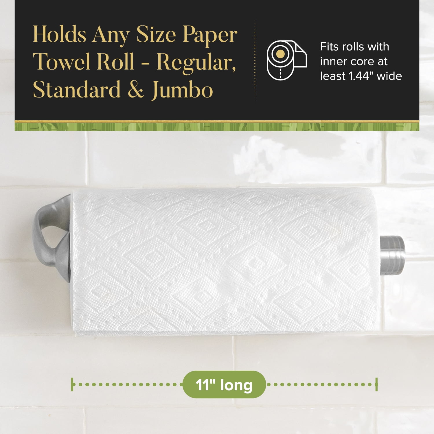 Stainless Steel Wall Mount Paper Towel Holder - One Handed Tear Wall Mounted & Under Counter Paper Towel Holder Dispenser