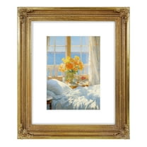 SIMON'S SHOP 8x10 Picture Frame with Mat, Gold Vintage Picture Frames 8x10 Matted to 5x7 Image for Wall and Tabletop