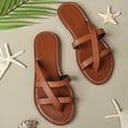thumbnail image 4 of Brown Women'S Breathable Thong Shoes, Soft Leather Open Toe Flat Plus Size Beach, 4 of 9