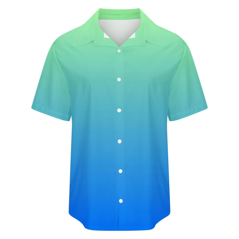 YYDGH Womens Casual Short Sleeve Button Down Shirts Summer Cotton Solid  Color Top Blouses with Pockets Blue Green XXXL 
