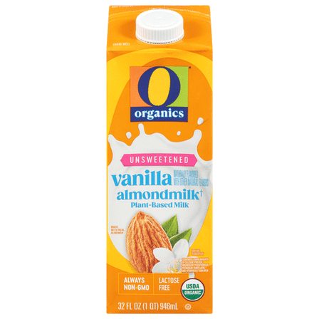 O O Organic Unsweetened Vanilla Almond Beverage, Non-Dairy, USDA Organic, 32 fl. oz.