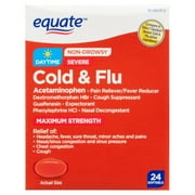 Equate Maximum Strength Daytime Cold & Flu Softgels with Acetaminophen, 24 Count