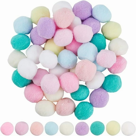 100Pcs Colorful Pompom Balls Crafts Pom Poms 25mm Polyester Macaron Soft Fluffy Fuzzy Decors Round Mini Pompoms Ball for Making DIY Creative Arts Crafting Party