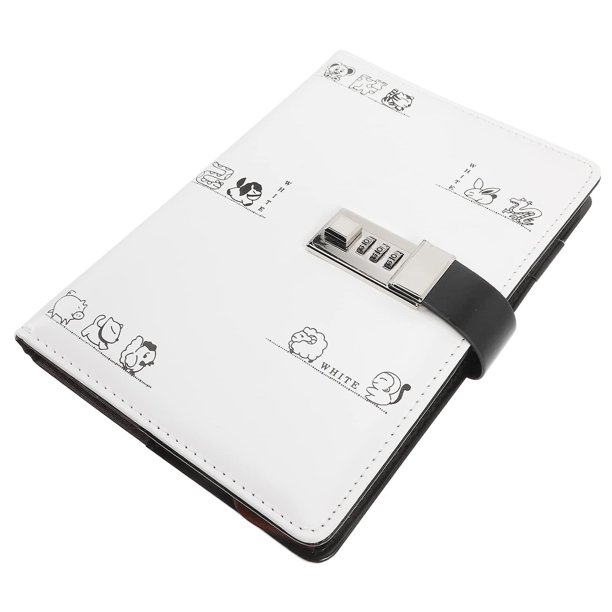 Cuaderno para niñas Conjunto de libros Traje Bloc de notas con contraseña Diario con bloqueo de código Diario Bolsa de libros con contraseña pequeña Cerradura de combinación Blanco