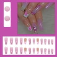 thumbnail image 2 of Uñas postizas largas estilo ataúd de Gifiky, uñas francesas con degradado, uñas acrílicas con remolinos para mujeres y niñas, 24 unidades, 2 of 7
