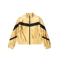 thumbnail image 5 of Rswnyirn Kids Girls Shiny Metallic Zipper Bomber Moto Jacket Dance Disco Party Coat Lightweight Gold 14, 5 of 7