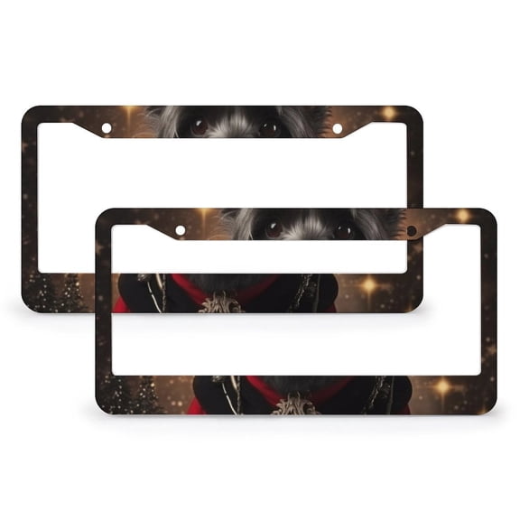 License Plate Cover Scottish Terrier Christmas License Plate Cover Frame 2 Pcs Set Dog Lovers Aluminum Metal License Plate Frame Car Accessories US Canada Standard