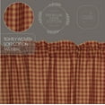 thumbnail image 2 of VHC Brands Check Cotton Primitive Kitchen Curtains Rod Pocket 16x60 Valance, Burgundy Red, 2 of 11