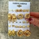 thumbnail image 4 of Juego de 6 pendientes de cadena de círculo de metal, personalidad creativa, pasadores de amor transfronterizos, pendientes de mariposa para mujer, adecuados para mujeres, 4 of 6