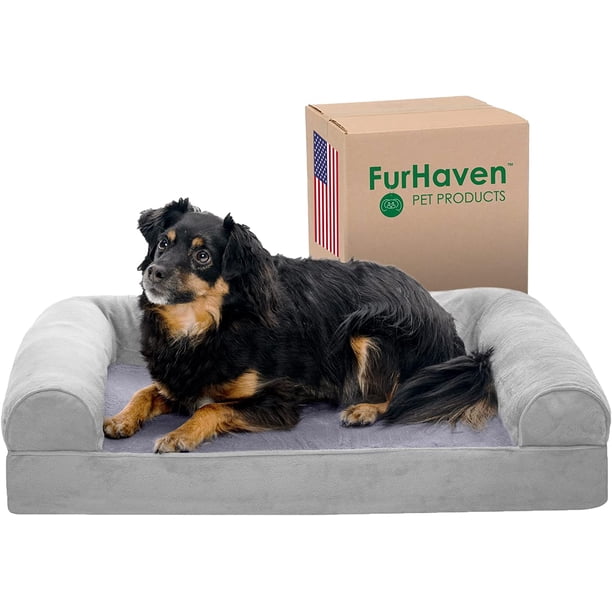 FurHaven Pet Products Faux Fur & Velvet Orthopedic Sofa Pet Bed for