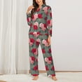 thumbnail image 2 of KLL Rose Flowers Print Women's Long Sleeve Pajamas with Pants Sleepwear Loungewear 2 Set-Medium, 2 of 7