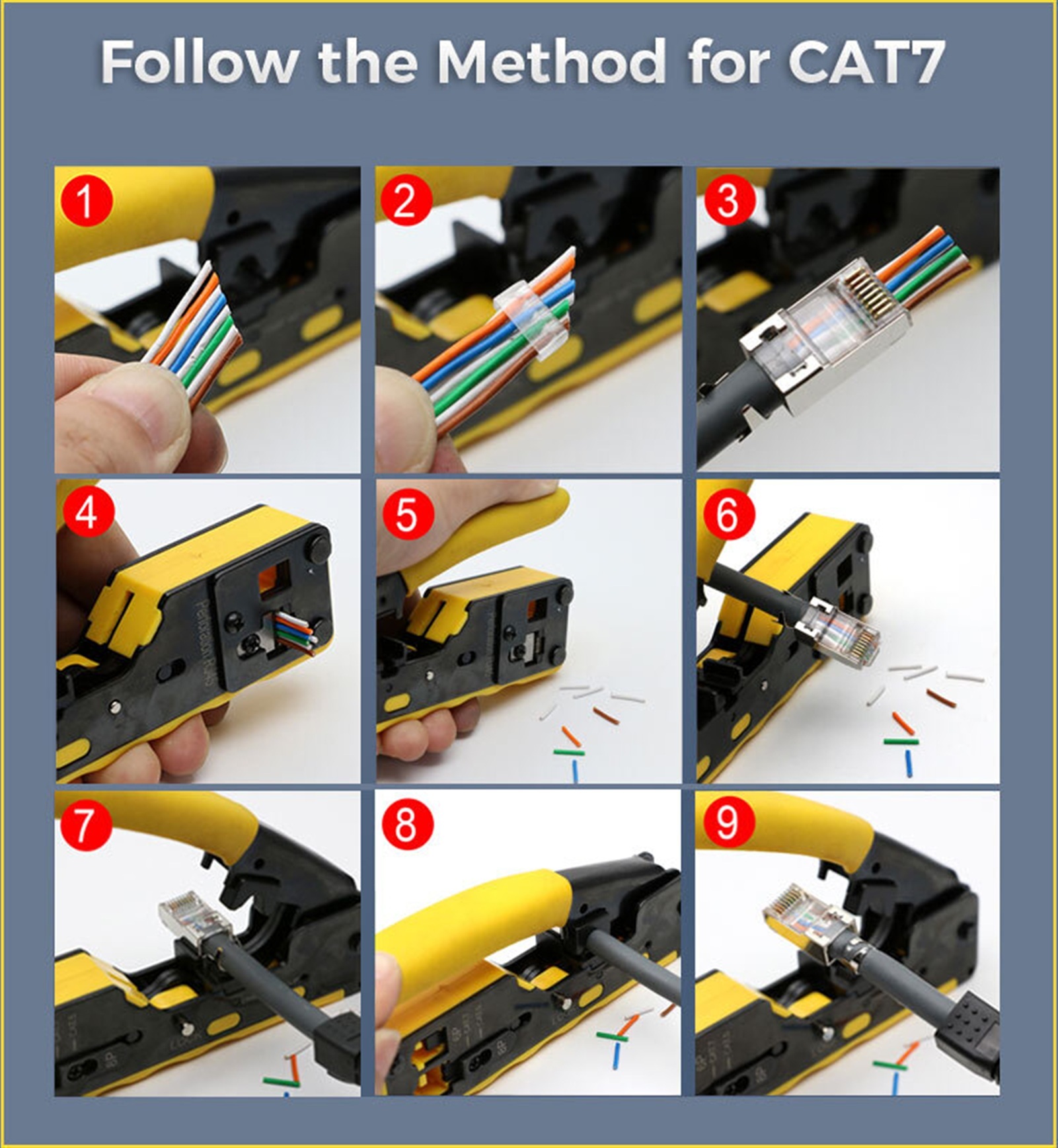 CAT5 CAT6 CAT7 Pass Through Crimper] Crimping Tool For Standard RJ45 RJ12 RJ11 Connectors CAT6a Shielded Modular Plugs ,Built to Last
