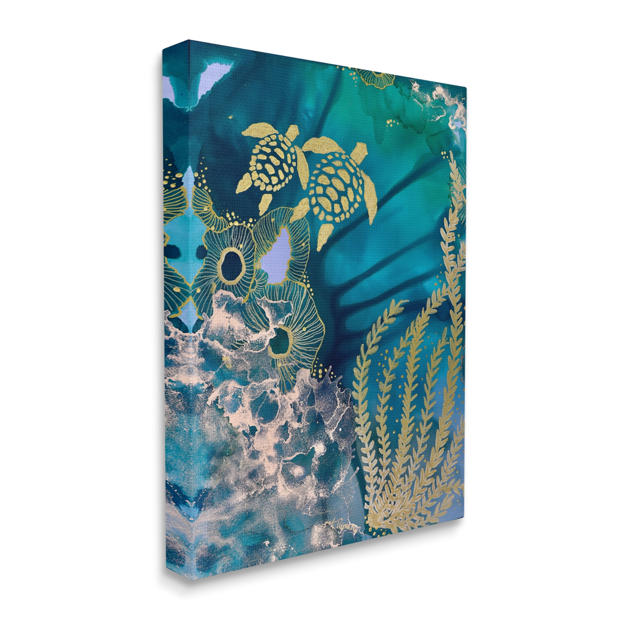 Stupell Industries Modern Sea Life Patterns Abstract Painting Gallery Wrapped Canvas Art Print Wall Art, 24 x 30