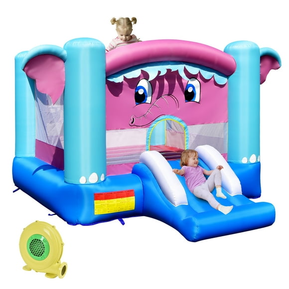 Gymax Inflatable Bounce House 3-in-1 Elephant Theme Inflatable Castle w/ 480W Blower
